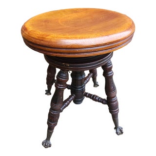 Mid-19th Century Charles Parker Mahogany and Iron Piano Stool With Ball Claw Feet For Sale