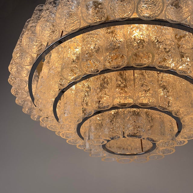 Brutalist Chandelier with 167 Frosted Glass Tubes by Doria-Leuchten, Germany, 1970s For Sale - Image 12 of 13
