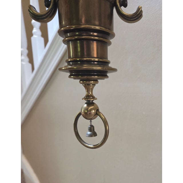 Traditional Antique Brass Pendant Chandelier For Sale - Image 3 of 11