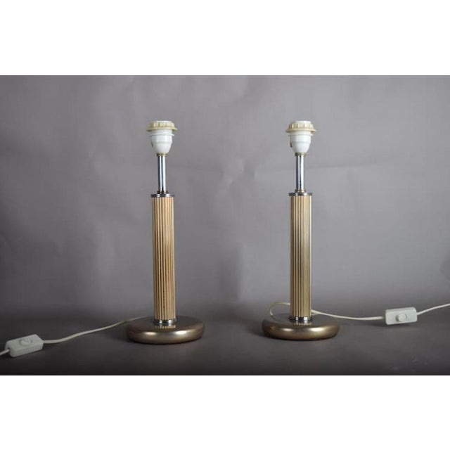Mid-Century Modern Mid-Century Modernist Sculptural Metal Bedside Table Lamps, 1950s, Set of 2 For Sale - Image 3 of 14