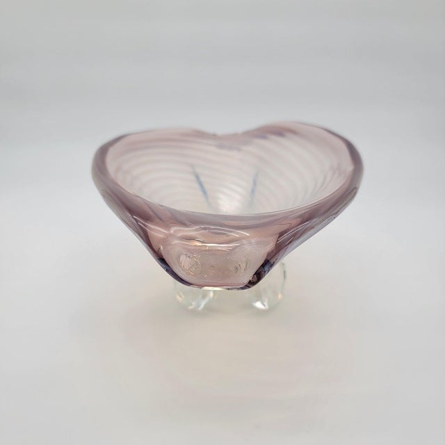 Cenedese Large Cenedese Murano Glass Footed Console Bowl Pink Sommerso Swirl For Sale - Image 4 of 15