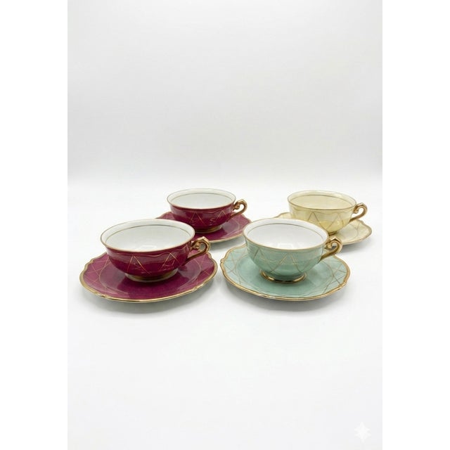 Vintage French Cups and Saucers from Limoges, 1929, Set of 4 For Sale - Image 11 of 11