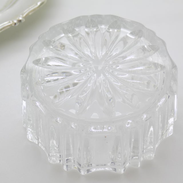 Silver Vintage Italian Handmade Genuine Silver & Glass Salt / Pepper Cellar Table Decor For Sale - Image 8 of 12