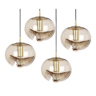 Large Smoked Glass Pendant Light from Peill & Putzler, Germany, 1970s For Sale