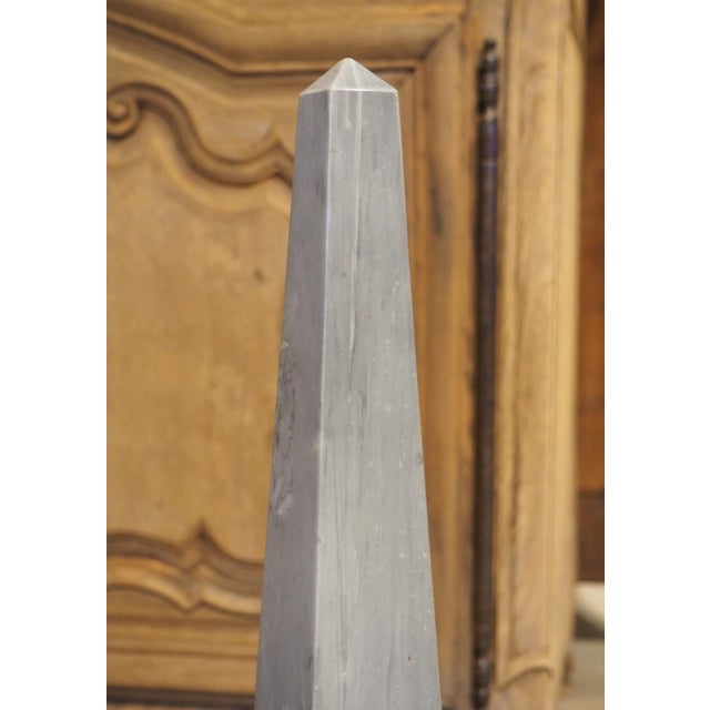 Pair of French Empire Style Blue Turquin Marble Obelisks, Early 1900s For Sale - Image 4 of 18