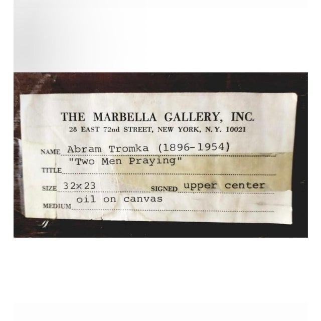 Abram Tromka, Rare Large Judaica Oil Painting Jewish 2 Rabbis Painting Abram Tromka WPA Artist, c.1930's-1950's For Sale In Miami - Image 6 of 16