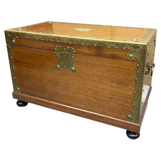 Antique Camphor Wooden Chest with Brass, 1784 For Sale - Image 13 of 13