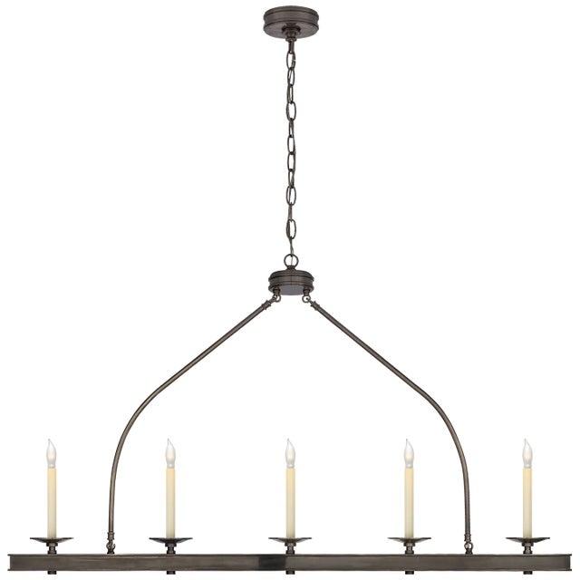 Chapman & Myers for Visual Comfort Signature Launceton Large Linear Pendant in Bronze For Sale