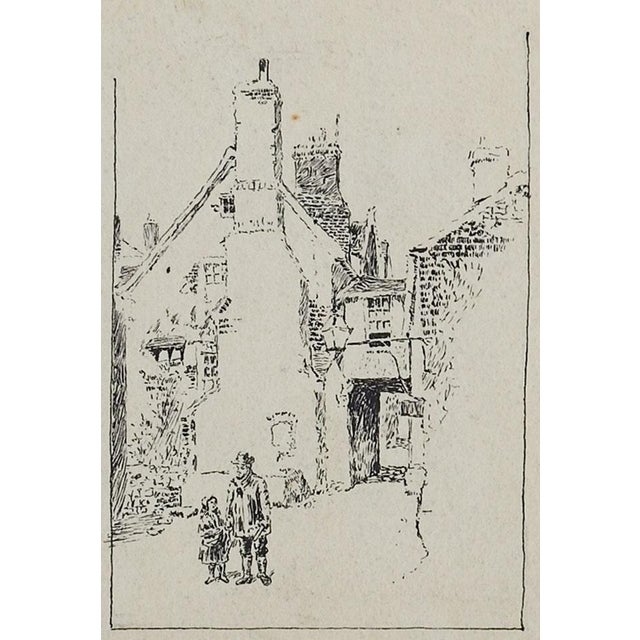 Antique Rustic Village Architectural Drawing | Chairish