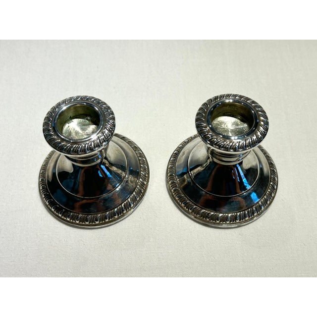 Mid 20th Century Pair of Weighted Silver Candle Holdrrs For Sale In Phoenix - Image 6 of 6