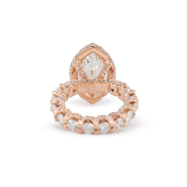 18k Rose Gold Igi 8.85ctw Marquee Lab Grown Diamond Eternity Engagement Ring, Size 6 For Sale In Houston - Image 6 of 8