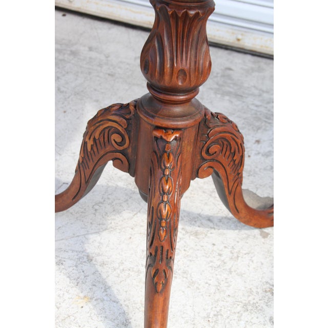 Mid 20th Century Mahogany Carved Pie Crust Accent Table For Sale In Houston - Image 6 of 9