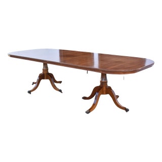 Regency Style Mahogany Twin Pillar Dining or Boardroom Table, 1960 For Sale