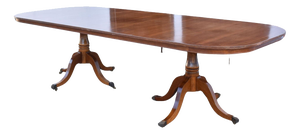 Regency Style Mahogany Twin Pillar Dining or Boardroom Table, 1960