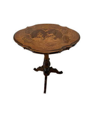 Antique Victoria Swiss Walnut Swiss Black Forest Table, 1860s
