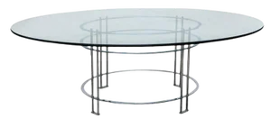 Vintage Glass Top Chromed Steel Dining Table
