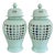 Late 20th Century Pair of Celadon Pierced Ginger Jars With Finial Lids For Sale
