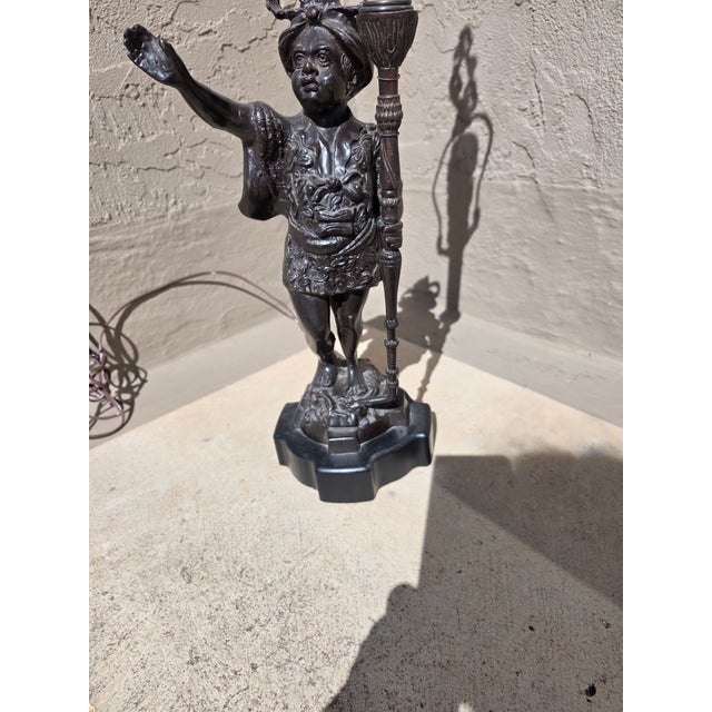 Figural Bronze Patinated Lamp For Sale - Image 11 of 14