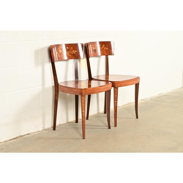 Italian Louis XVI Kingwood Inlaid Marquetry Side Chairs or Dining Chairs, Pair For Sale - Image 4 of 13
