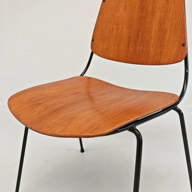 Vintage Black Metal & Plywood Dining Chairs by Augusto Bozzi for Saporiti, 1960s, Set of 6 For Sale - Image 14 of 18