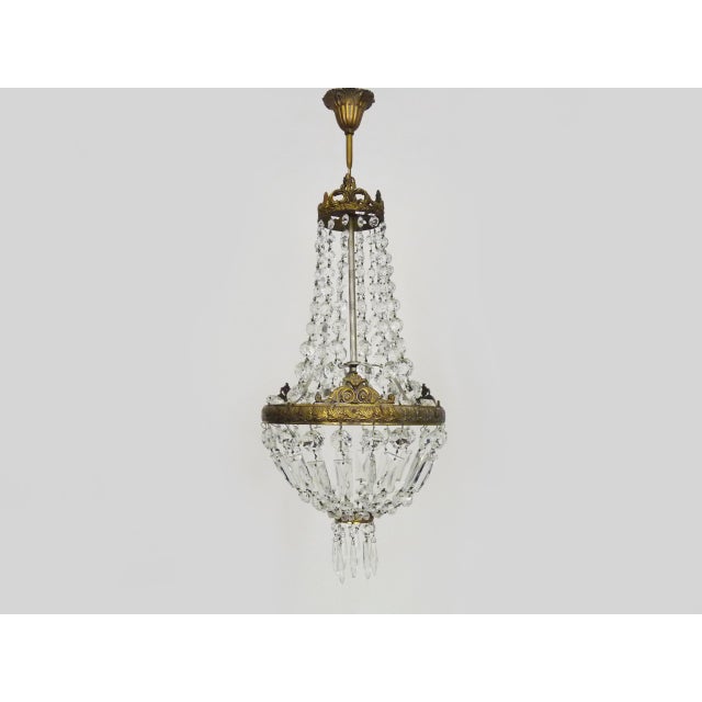 Antique Italian Hot Air Balloon Chandelier with Glass Pendants. 1950s-1960s For Sale - Image 10 of 10