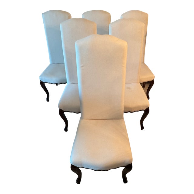 Palecek White High Back Dining Chairs - Set of 6 For Sale