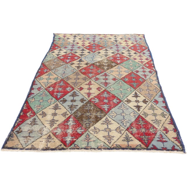 Art Nouveau Vintage Turkish Sivas Rug - 04'04 x 07'02 For Sale - Image 3 of 9