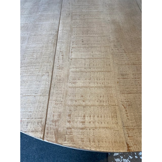 Vintage 60" Dovetail White Washed Rustic Drop Leaf Dining Table For Sale - Image 12 of 13