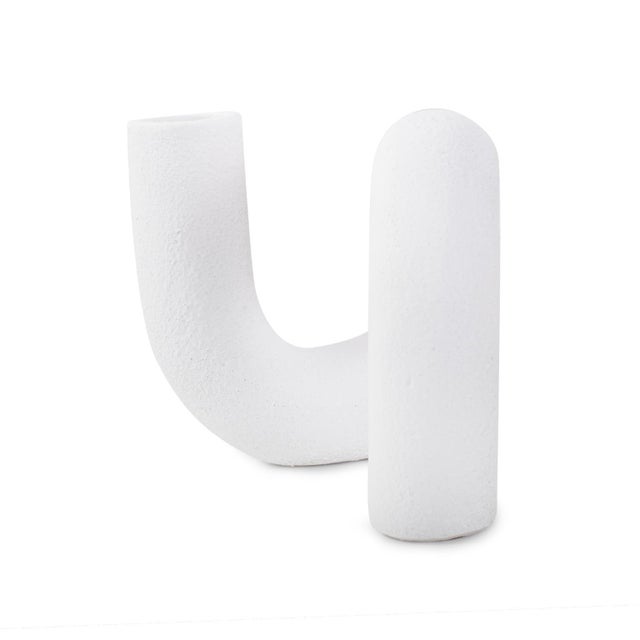 Plastic White Abstract Curved Tube Vase Short For Sale - Image 7 of 11