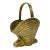 Vintage Brass Clamshell Basket With Handle For Sale