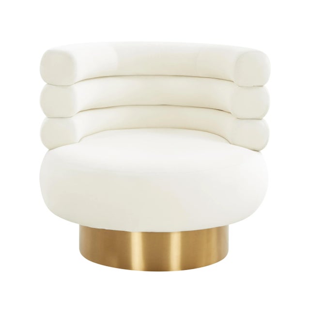 Naomi Cream Velvet Swivel Chair Chairish