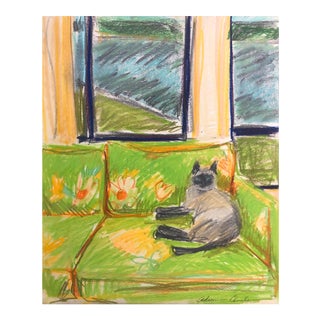 1977 Adrienne Anderson Siamese Cat Pastel For Sale