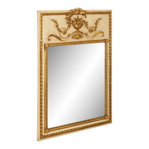 Vintage French Neoclassical Style Partial Gilt Trumeau Mirror