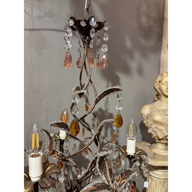 1950s 1950s Antique Crystal Italian Chandelier For Sale - Image 5 of 5