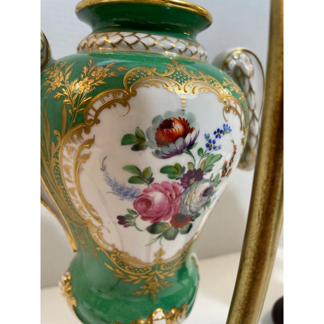 Late 20th Century Antique Dresden Hand-Painted Lamps, a Pair For Sale - Image 5 of 12