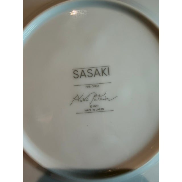 Contemporary 1987 Sasaki Fine China — Complete 14 Place Settings • Modernist Black + Silver Geometry For Sale - Image 3 of 5