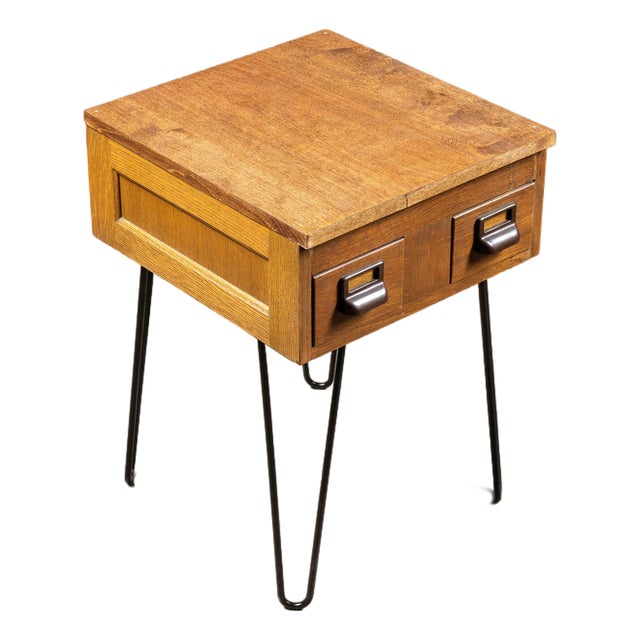 Mid-Century Two-Drawer Oak Card Catalog by Globe-Wernicke For Sale
