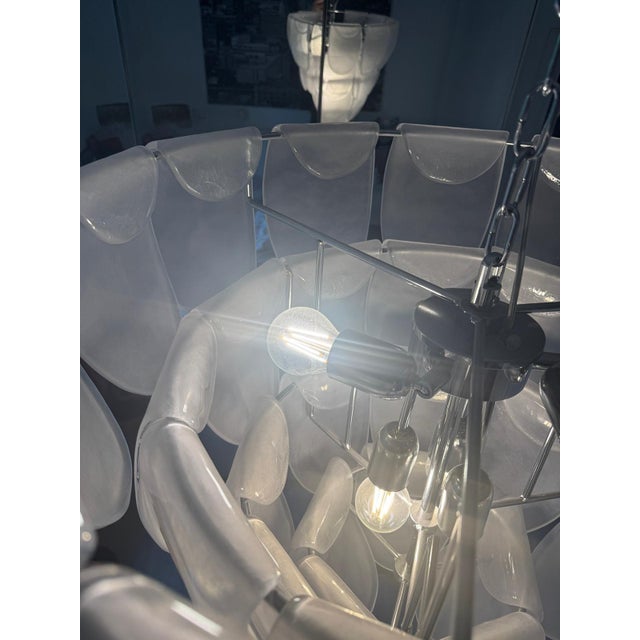 Contemporary Modern Green "Petals" Murano Style Glass Chandelier For Sale - Image 13 of 16