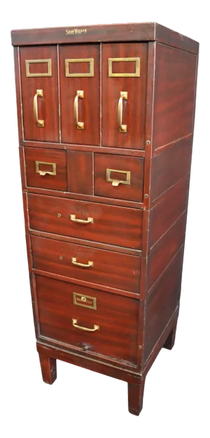 Shaw Walker Industrial Steel Faux Mahogany Finish File Stacking Cabinet