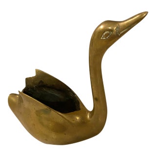 Midcentury Small Brass Swan Planter or Trinket Dish For Sale