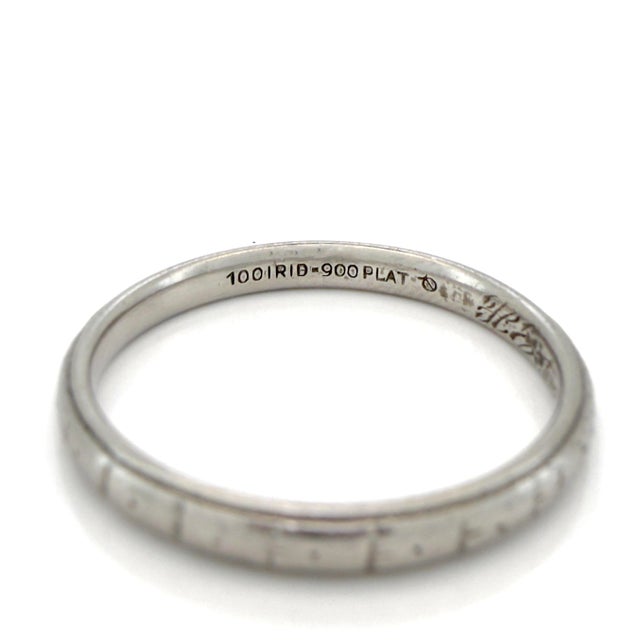 Art Deco Antique Platinum Wedding Band, Stacking Ring, Size 7.75 For Sale In Los Angeles - Image 6 of 14