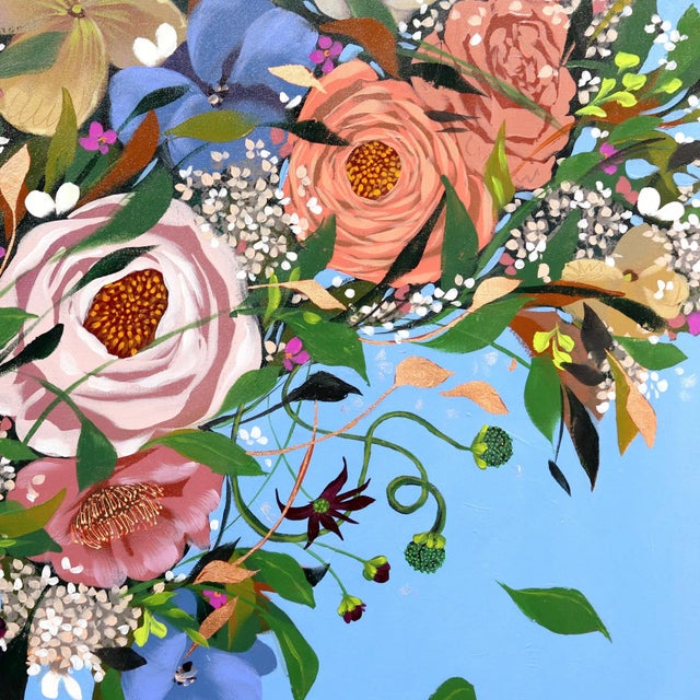 2020s Angela - Floral Portrait Original Artwork by Sally K For Sale - Image 5 of 9