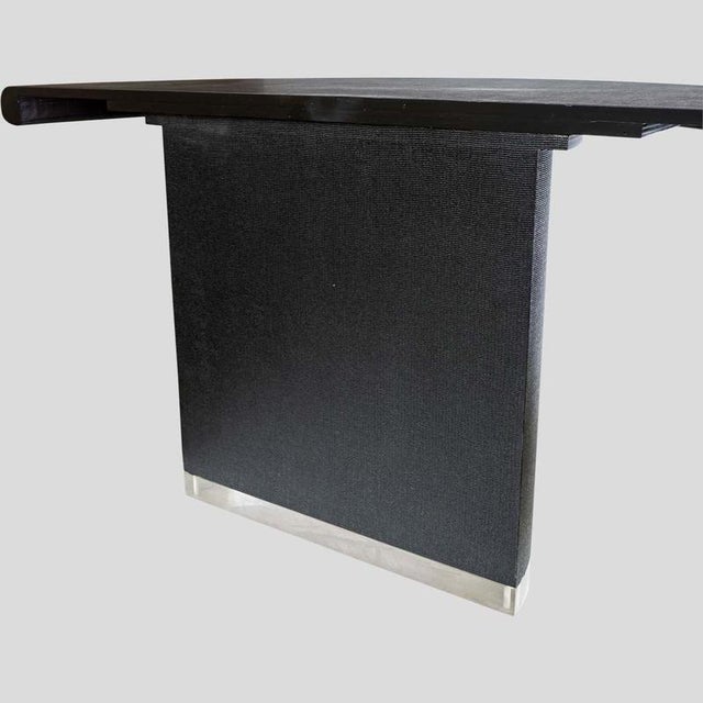 Wood Demi Lune Consoles Tables in Black Lacquer, 1980s, Set of 2 For Sale - Image 7 of 13