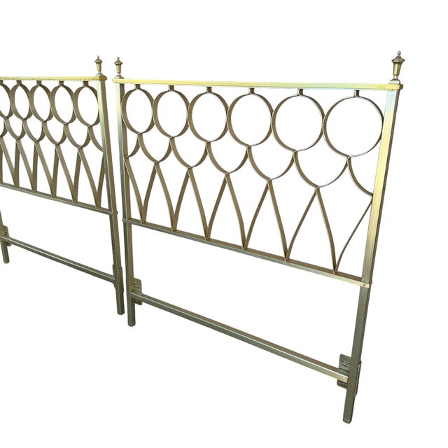 Mid-Century Modern 1970s Style-O-Kraft Hollywood Regency Mid-Century Brass-Tone Twin Headboards—A Pair For Sale - Image 3 of 18