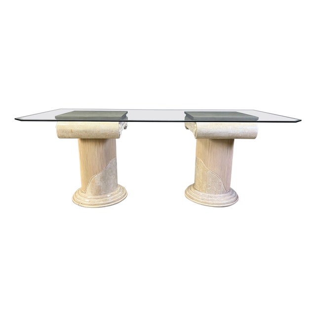 Vintage Tesselated Stone Pedestal Dining Table by Maithland Smith, 1970s For Sale
