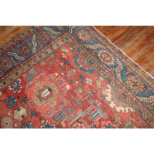 Antique Zabihi Collection Persian Heriz Rug - 12'3" x 15'6" For Sale - Image 4 of 12