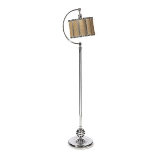 Art Deco Machine Age Polished Chrome Floor Lamp W/ Scalloped Metal Mesh Shade For Sale