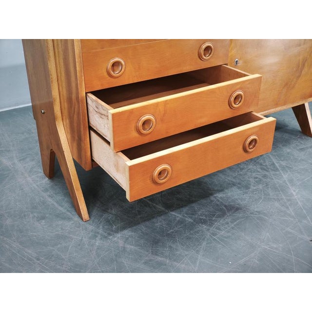 Wood Czechoslovak Maple Sideboard with Drawers and Cabinet, 1960s For Sale - Image 7 of 18