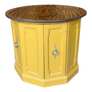 1970s Refurbished Decagon Marigold Side Table With Storage For Sale