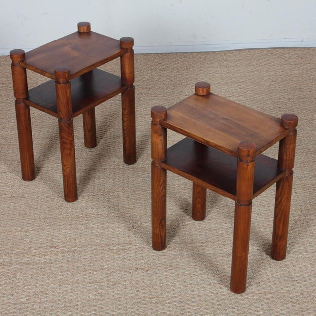 Vintage Elm Nightstands, 1950s, Set of 2, in Good conditions. Designed 1950 to 1959